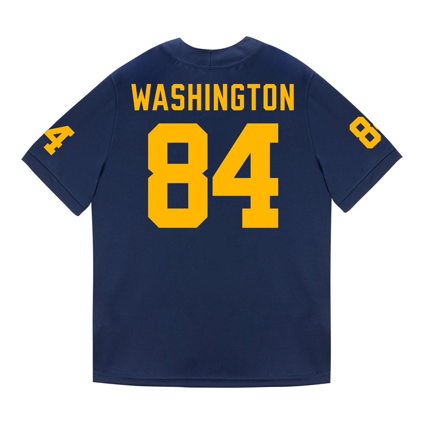 Michigan Wolverines #84 Jacob Washington Student Athlete Blue Football Jersey - Back View