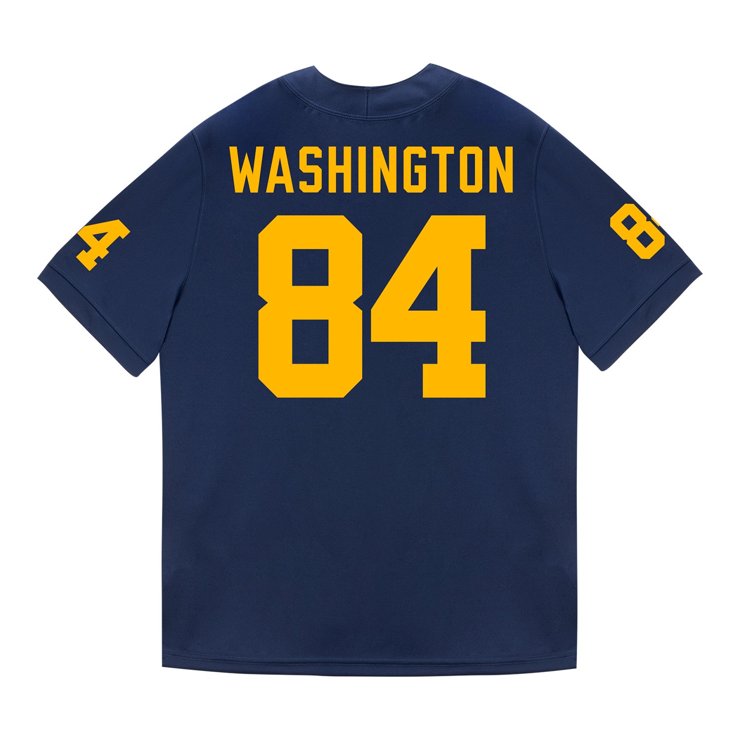 Michigan Wolverines #84 Jacob Washington Student Athlete Blue Football Jersey - Back View
