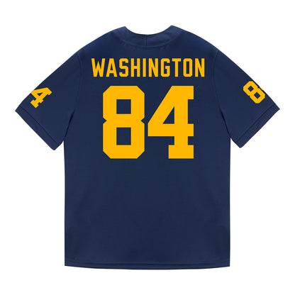 Michigan Wolverines #84 Jacob Washington Student Athlete Blue Football Jersey - Back View