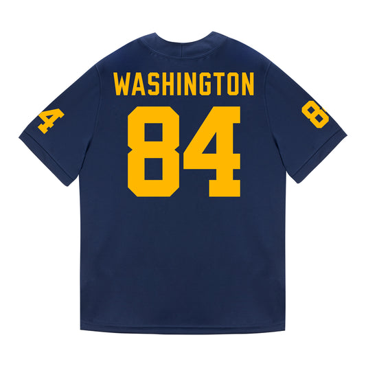 Michigan Wolverines #84 Jacob Washington Student Athlete Blue Football Jersey - Back View