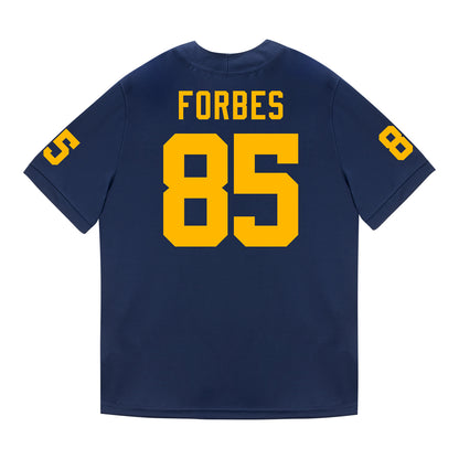 Michigan Wolverines #85 Logan Forbes Student Athlete Blue Football Jersey - Back View