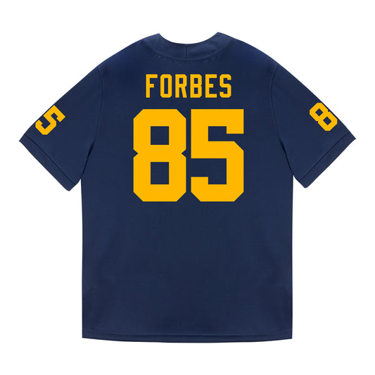 Michigan Wolverines #85 Logan Forbes Student Athlete Blue Football Jersey - Back View