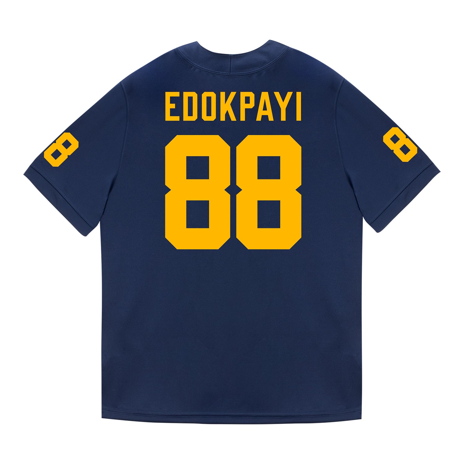 Michigan Wolverines #88 Lugard Edokpayi Student Athlete Blue Football Jersey - Back View
