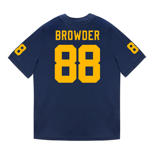 Michigan Wolverines #88 Jamar Browder Student Athlete Blue Football Jersey - Back View