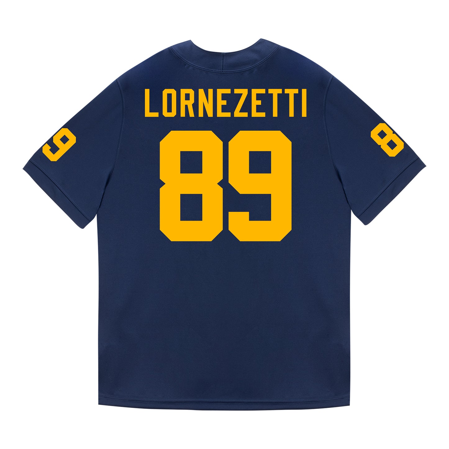 Michigan Wolverines #89 Allesandro Lornezetti Student Athlete Blue Football Jersey - Back View