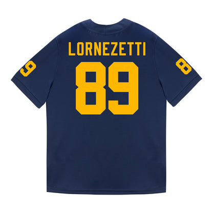 Michigan Wolverines #89 Allesandro Lornezetti Student Athlete Blue Football Jersey - Back View