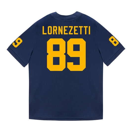 Michigan Wolverines #89 Allesandro Lornezetti Student Athlete Blue Football Jersey - Back View