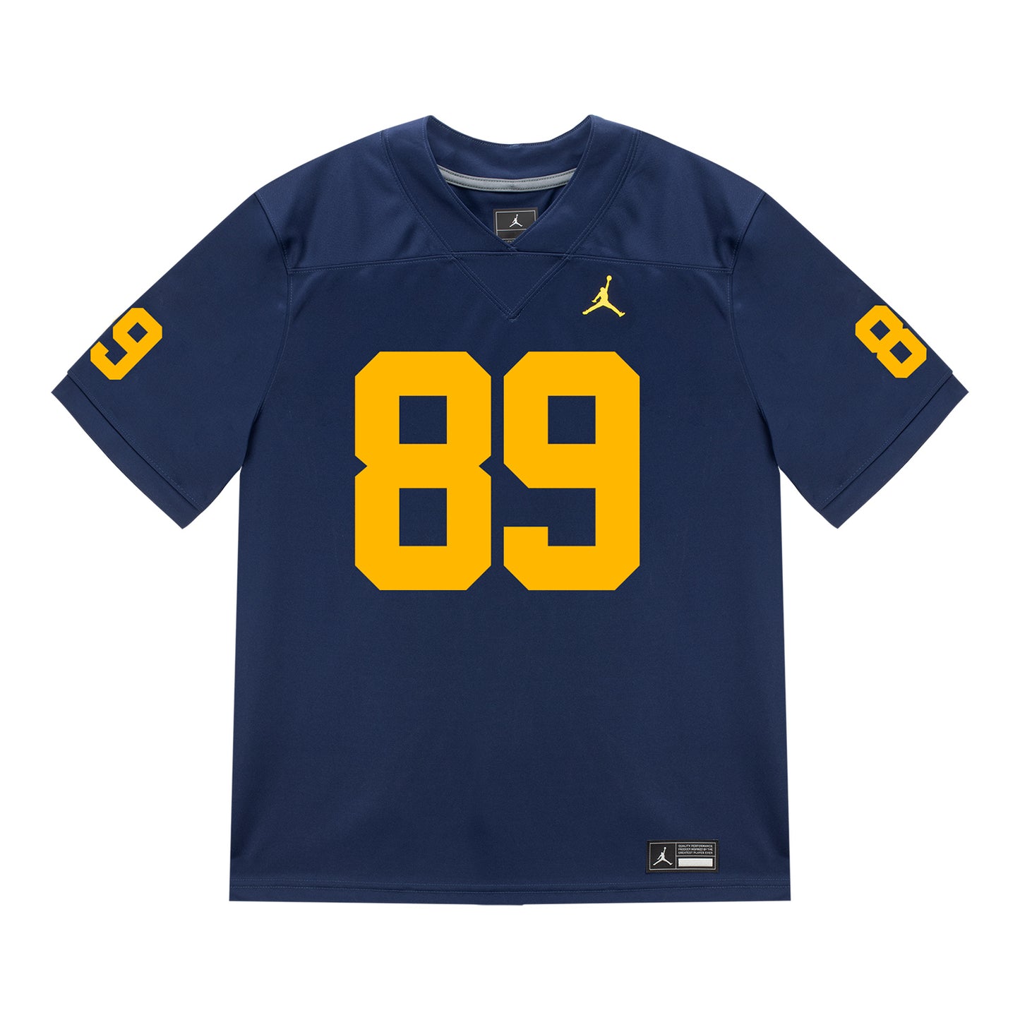 Michigan Wolverines #89 Kaleb Schlecht Student Athlete Blue Football Jersey - Front View