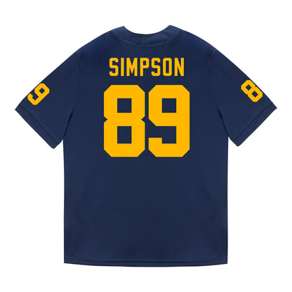 Michigan Wolverines #89 Anthony Simpson Student Athlete Blue Football Jersey - Back View