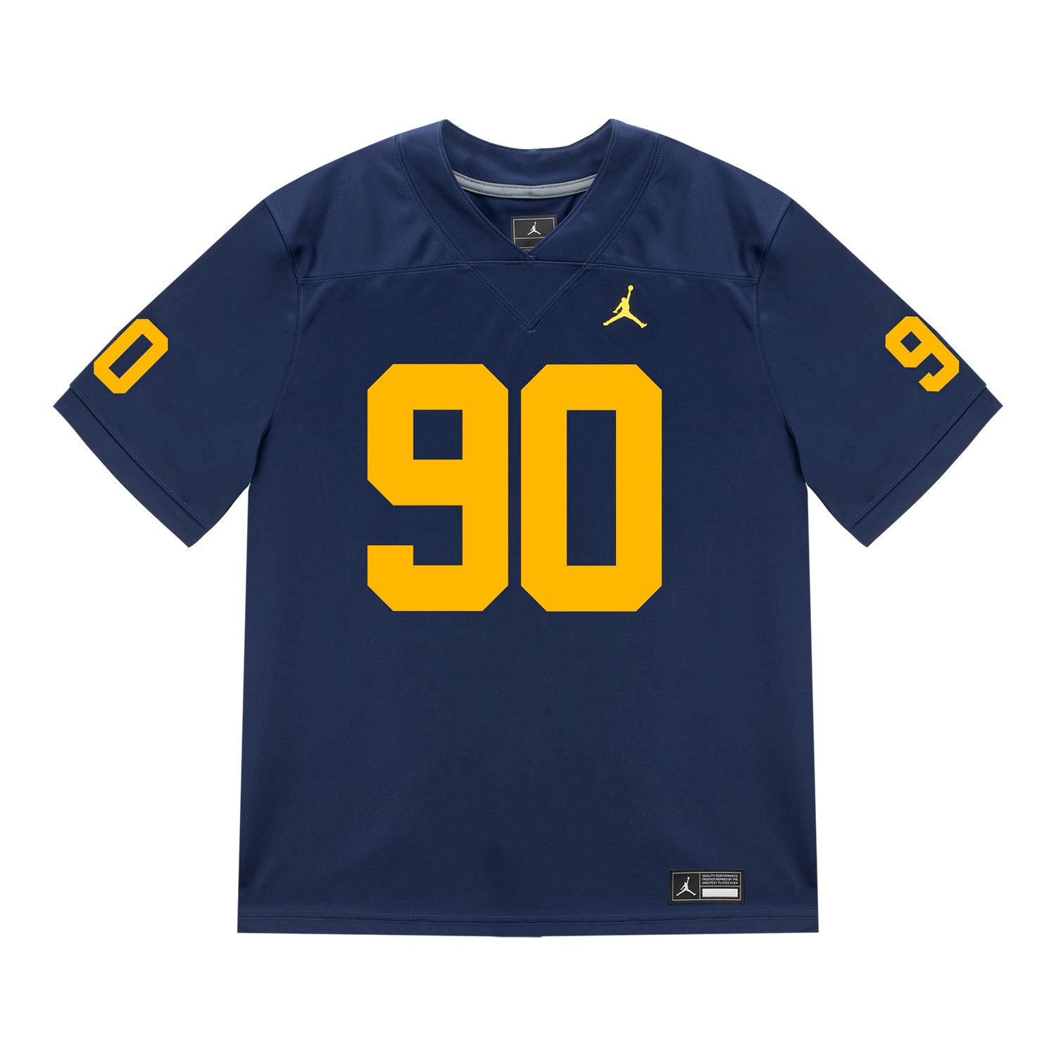 Michigan Wolverines #90 Hudson Hollenbeck Student Athlete Blue Football Jersey - Front View