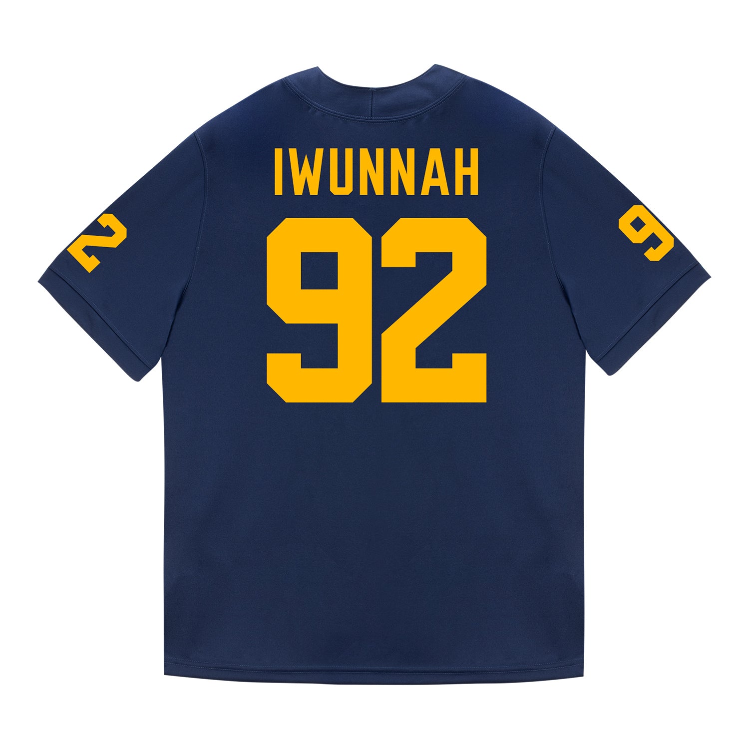 Michigan Wolverines #92 Ike Iwunnah Student Athlete Blue Football Jersey - Back View