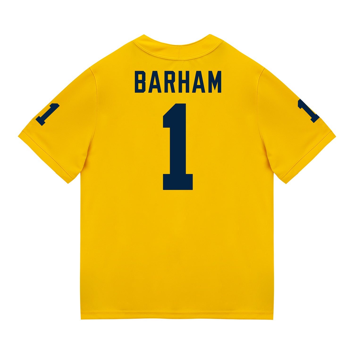 Michigan Wolverines #1 Jaishawn Barham Student Athlete Maize Football Jersey - Back View