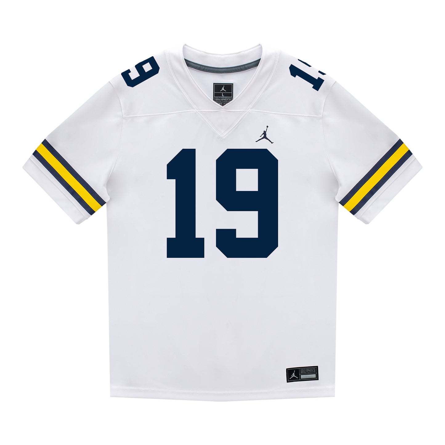 Michigan Wolverines #19 Bryce Underwood Student Athlete White Football Jersey - Front View