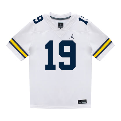 Michigan Wolverines #19 Bryce Underwood Student Athlete White Football Jersey - Front View