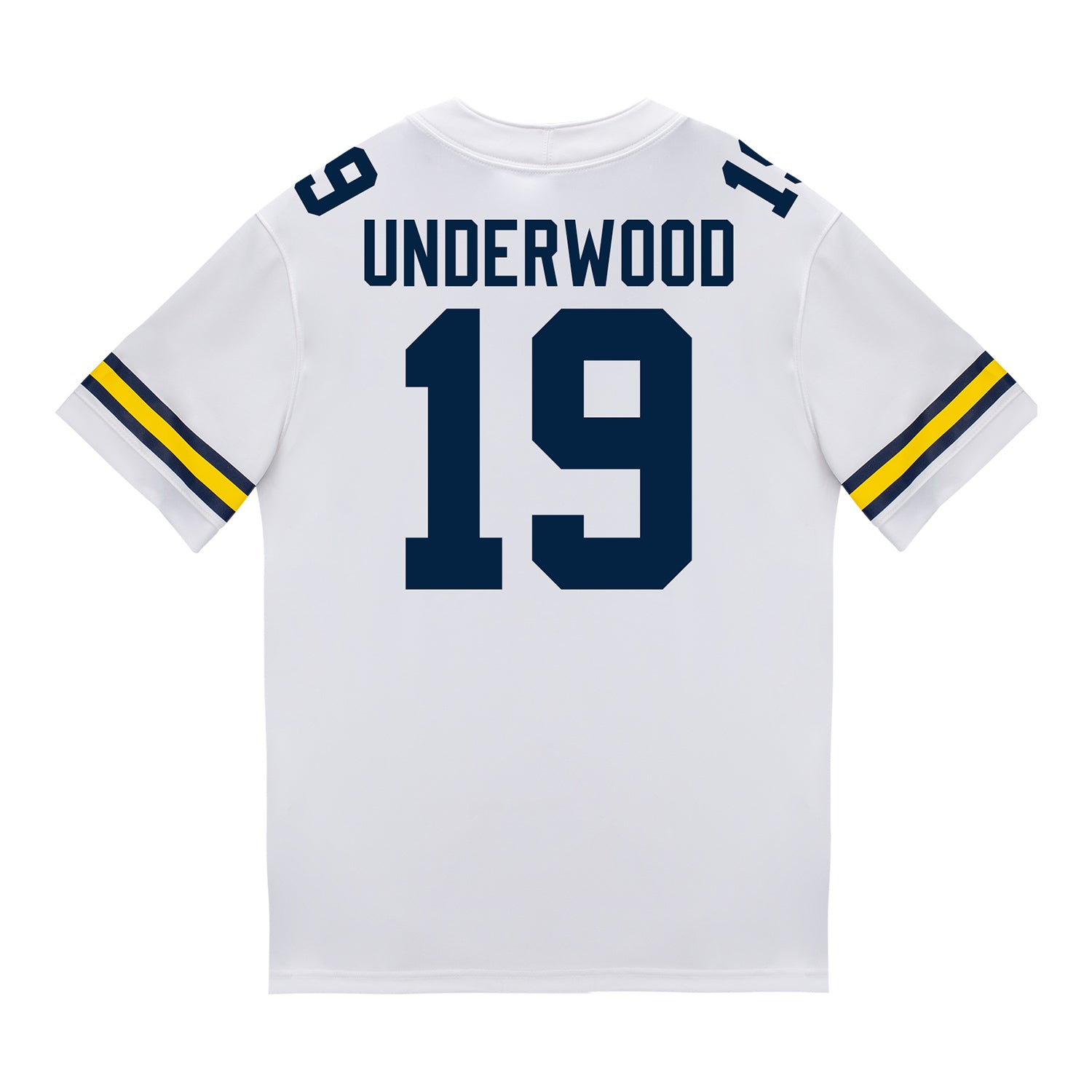 Michigan Wolverines #19 Bryce Underwood Student Athlete White Football Jersey - Back View