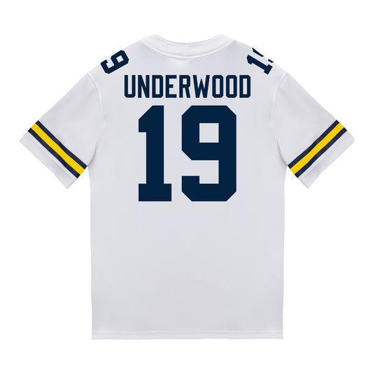 Youth Michigan Wolverines #19 Bryce Underwood Student Athlete White Football Jersey