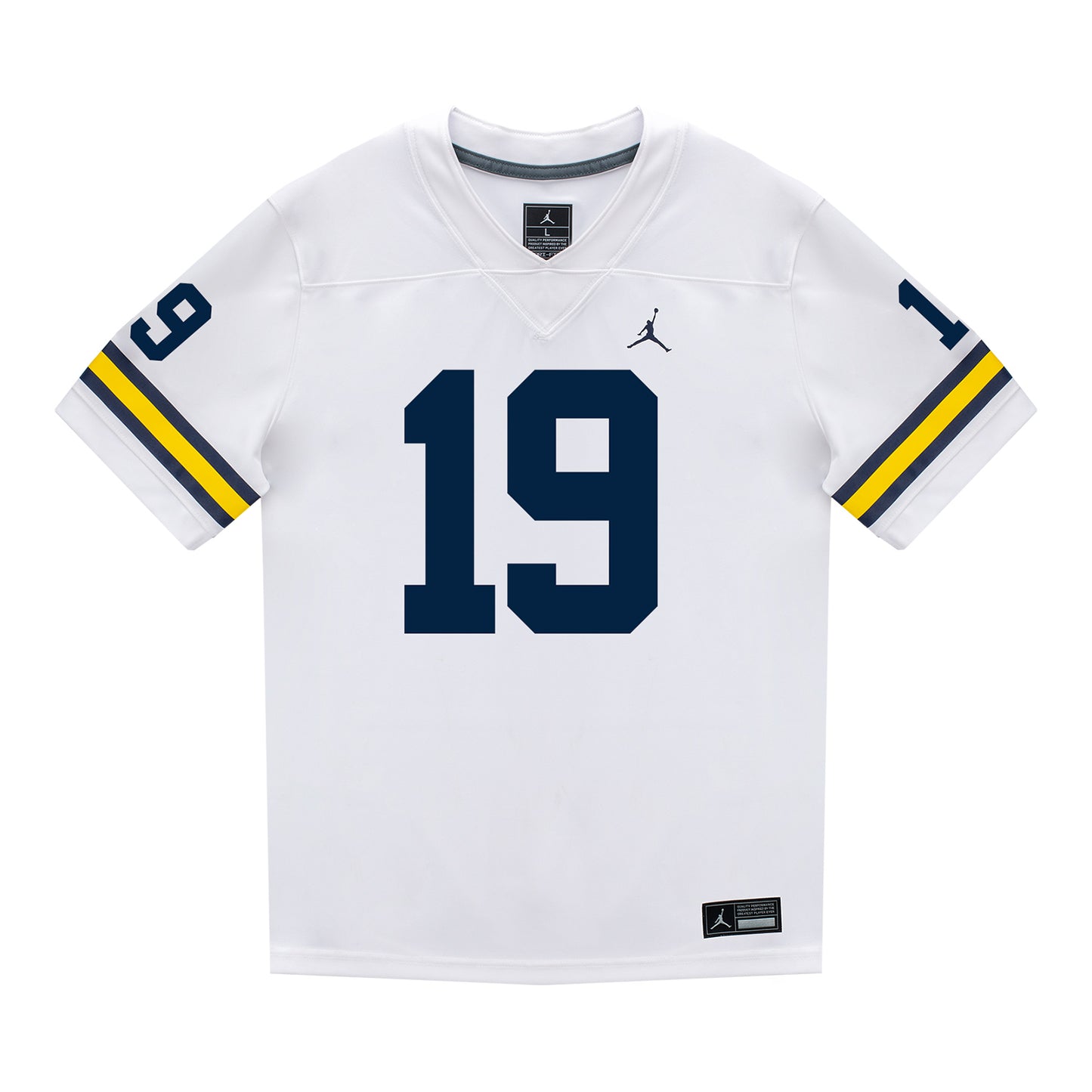 Michigan Wolverines #19 Bryce Underwood Student Athlete White Football Jersey - Front View