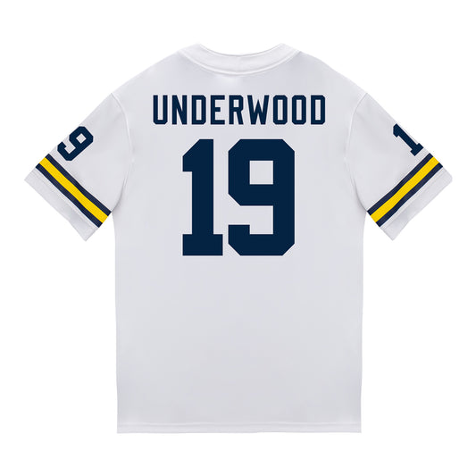 Michigan Wolverines #19 Bryce Underwood Student Athlete White Football Jersey - Back View