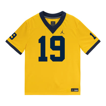 Michigan Wolverines #19 Bryce Underwood Student Athlete Maize Football Jersey - Front View