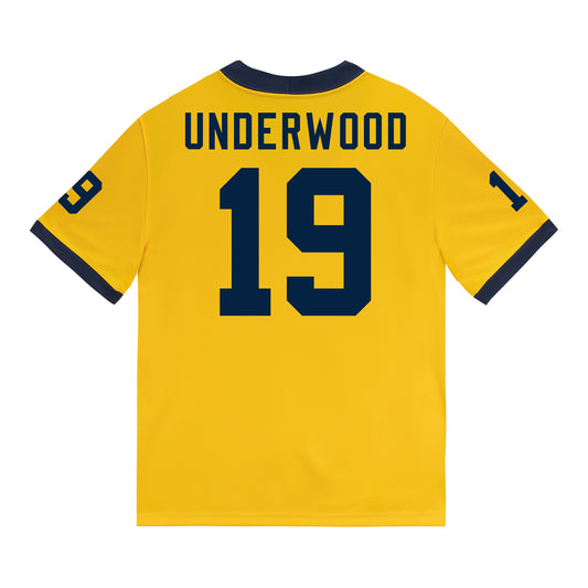 Michigan Wolverines #19 Bryce Underwood Student Athlete Maize Football Jersey - Back View