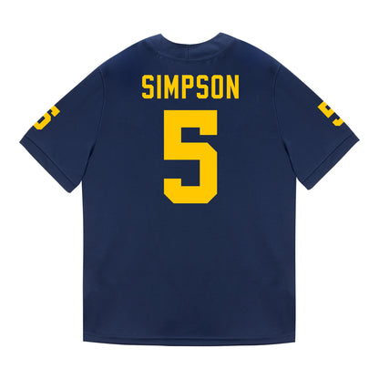 Michigan Wolverines #5 Anthony Simpson Student Athlete Blue Football Jersey - Back View