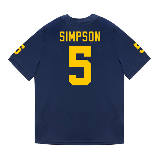 Michigan Wolverines #5 Anthony Simpson Student Athlete Blue Football Jersey - Back View