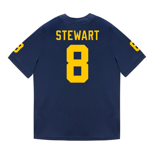 Michigan Wolverines #8 I'Marion Stewart Student Athlete Blue Football Jersey - Back View