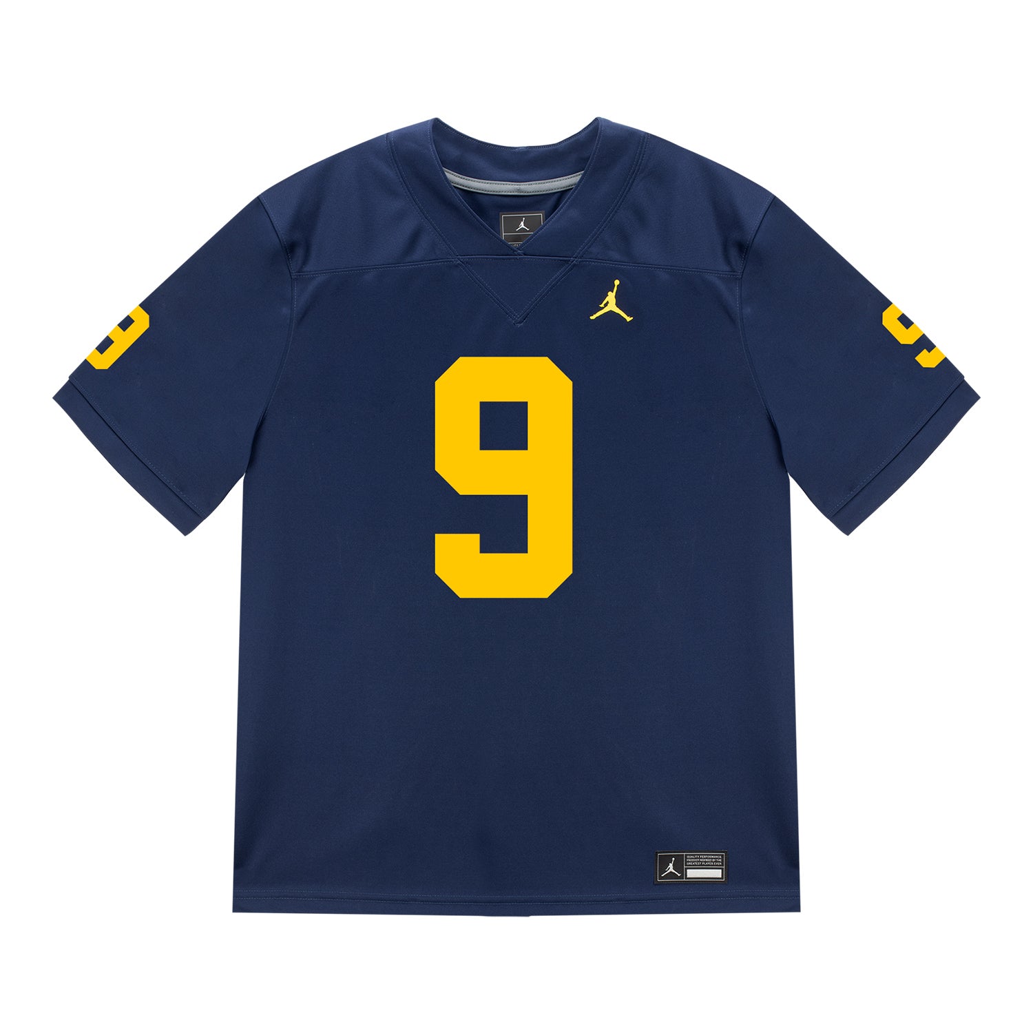 Michigan Wolverines #9 Cameron Brandt Student Athlete Blue Football Jersey - Front View