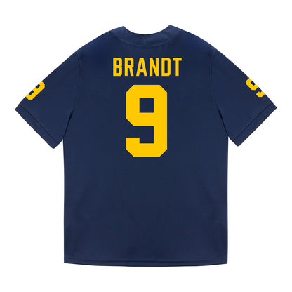 Michigan Wolverines #9 Cameron Brandt Student Athlete Blue Football Jersey - Back View