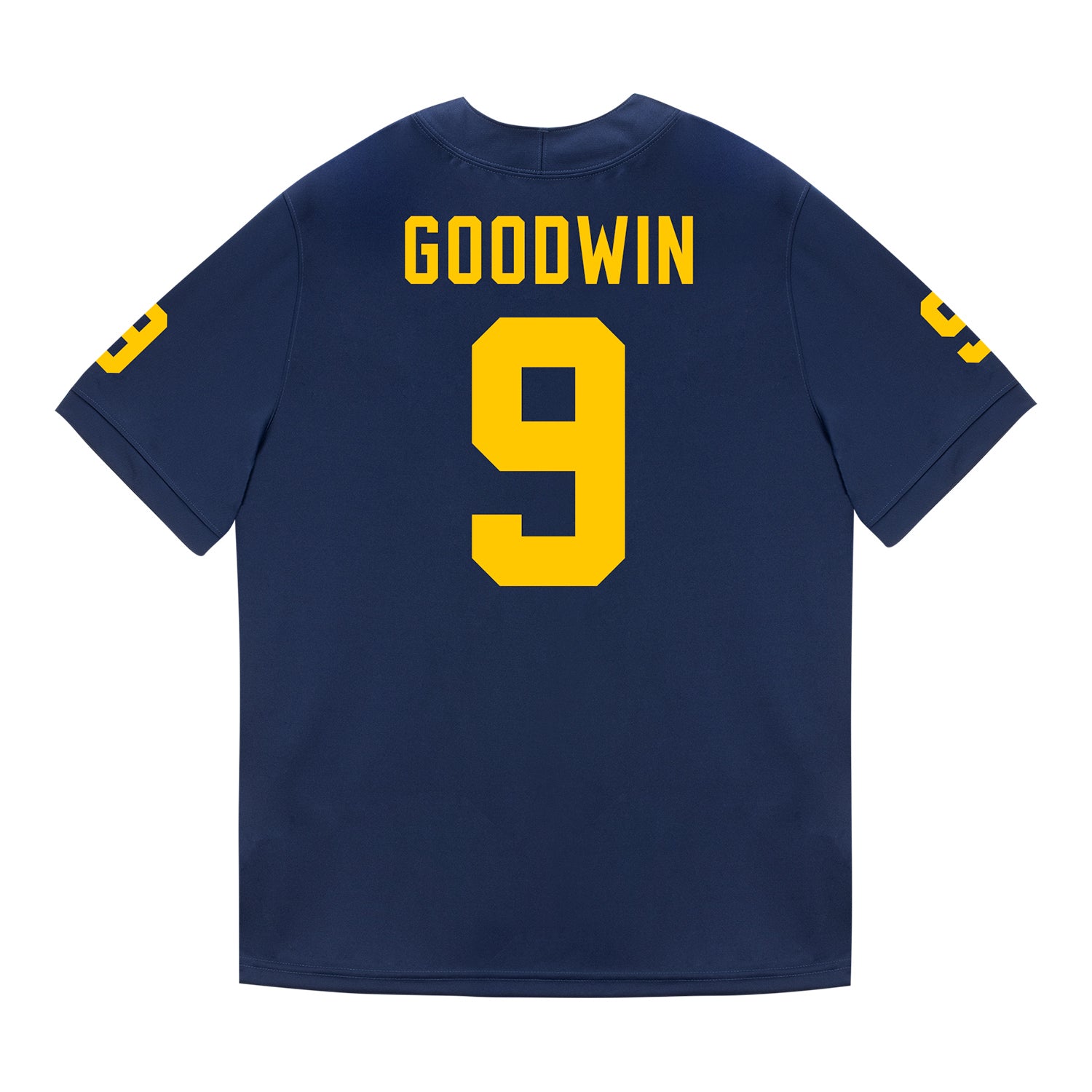 Michigan Wolverines #9 Channing Goodwin Student Athlete Blue Football Jersey - Back View
