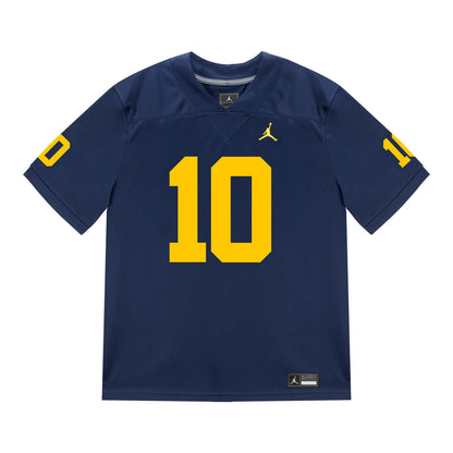 Michigan Wolverines #10 Kendrick Bell Student Athlete Blue Football Jersey - Front View