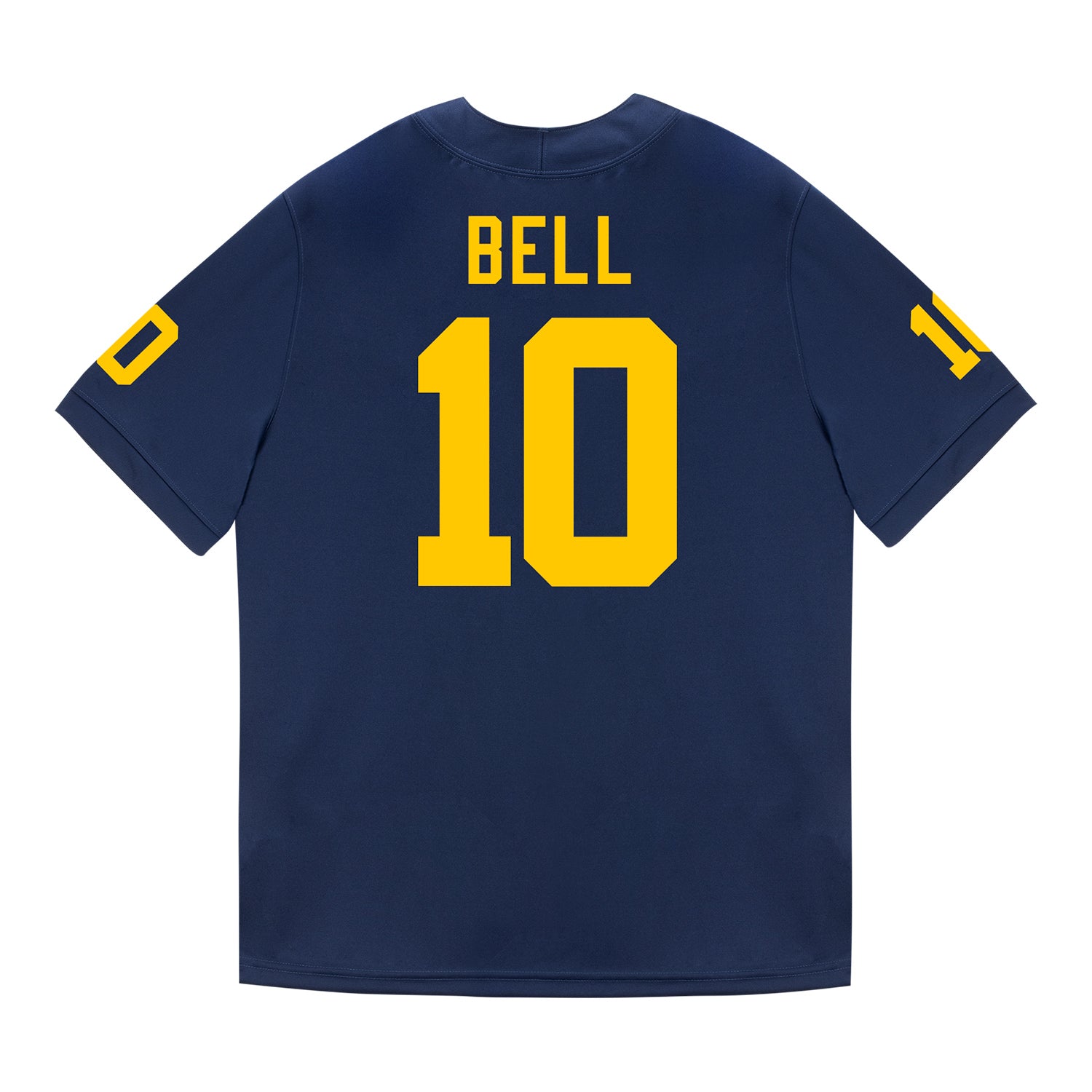 Michigan Wolverines #10 Kendrick Bell Student Athlete Blue Football Jersey - Back View