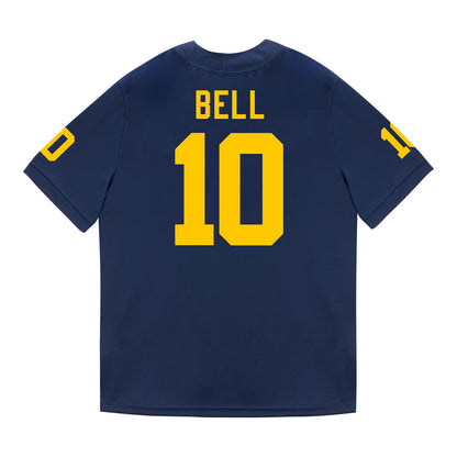 Michigan Wolverines #10 Kendrick Bell Student Athlete Blue Football Jersey - Back View