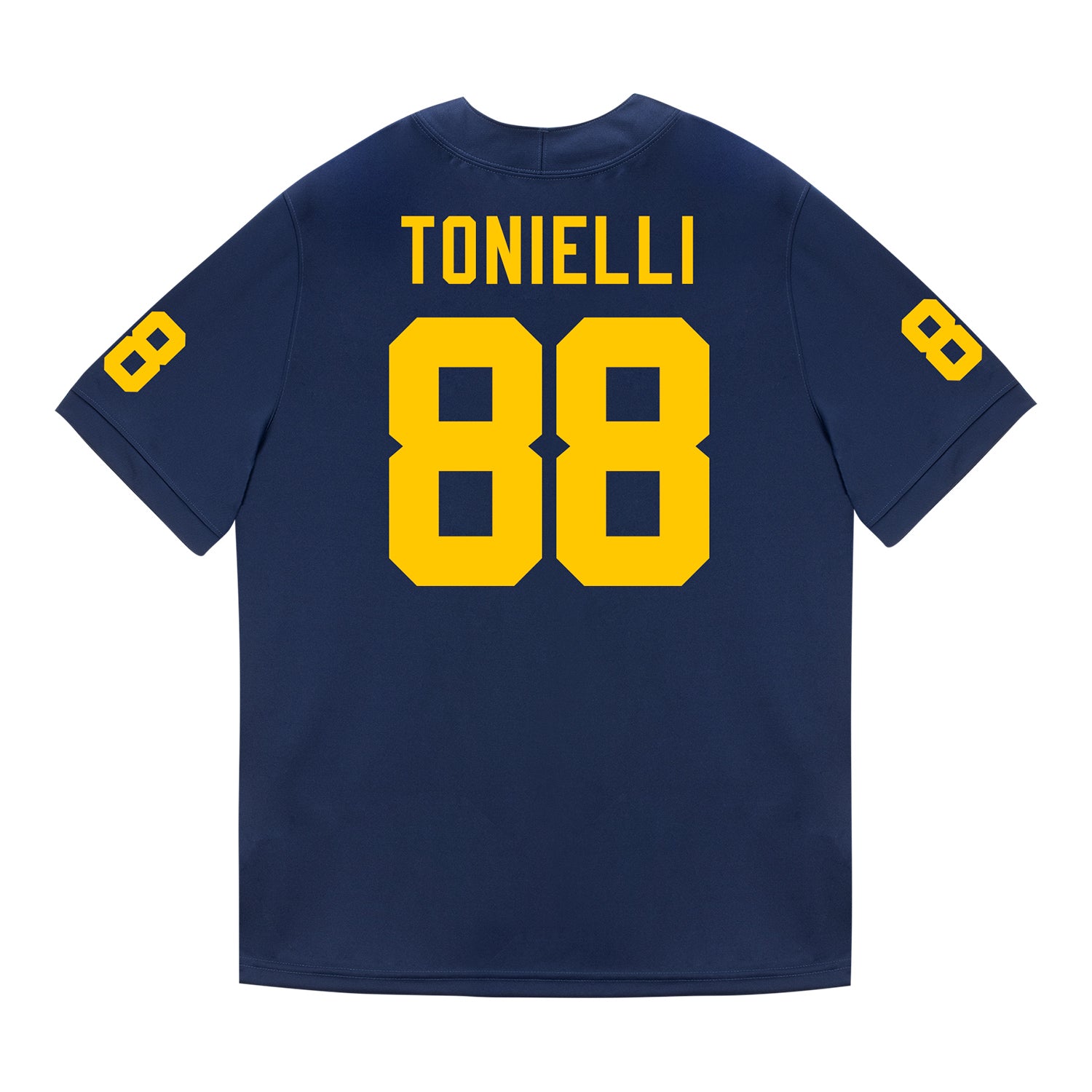 Michigan Wolverines #88 Deakon Tonielli Student Athlete Blue Football Jersey - Back View