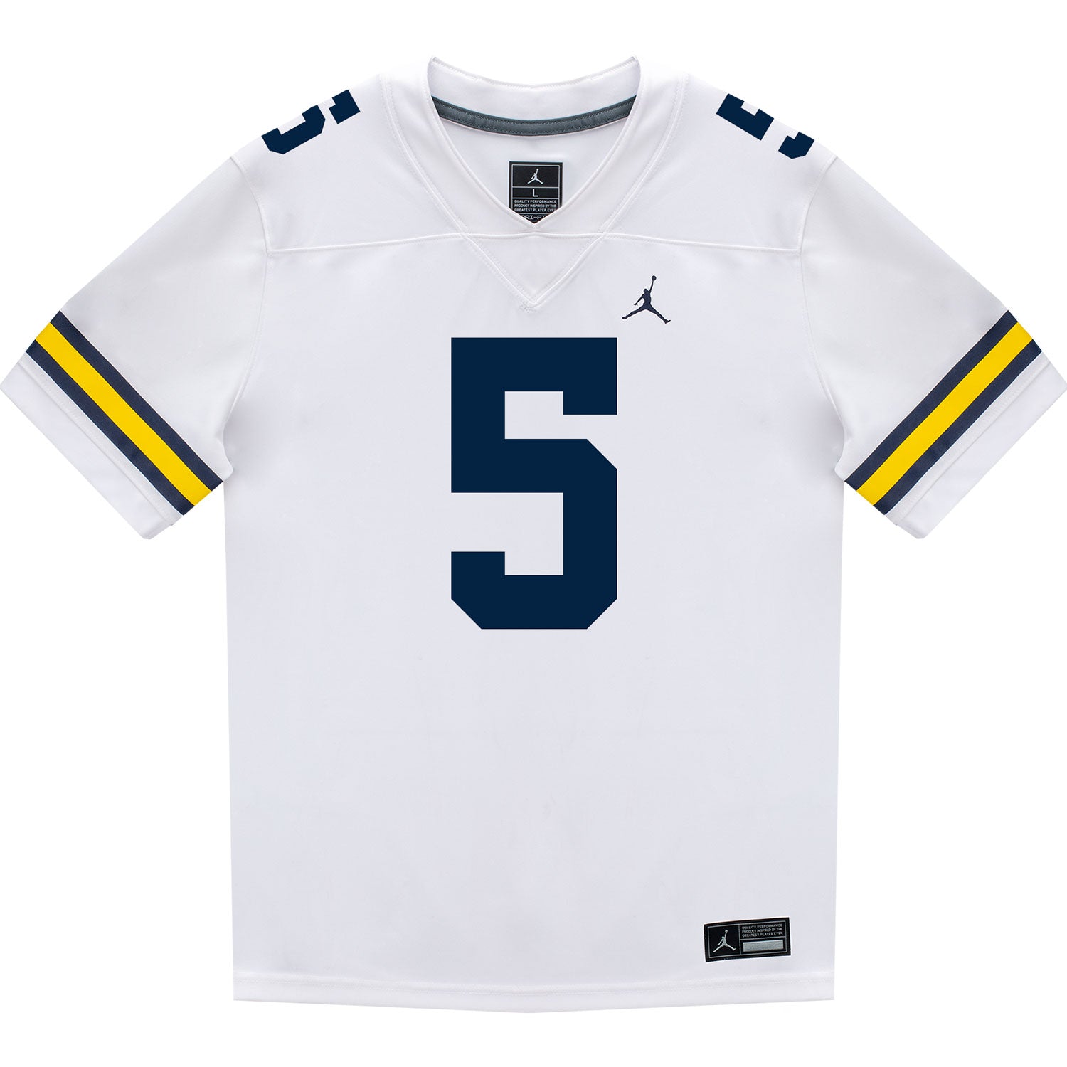 Michigan Wolverines #5 Anthony Simpson Student Athlete White Football Jersey - Front View