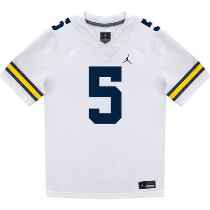 Michigan Wolverines #5 Anthony Simpson Student Athlete White Football Jersey - Front View