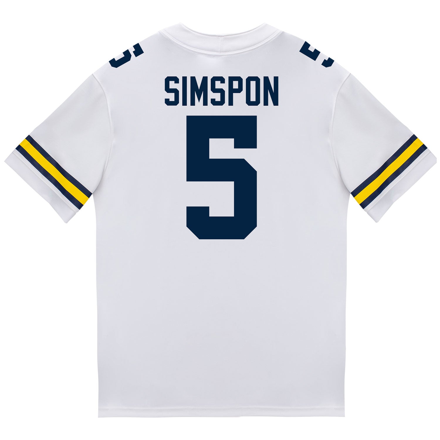 Michigan Wolverines #5 Anthony Simpson Student Athlete White Football Jersey - Back View