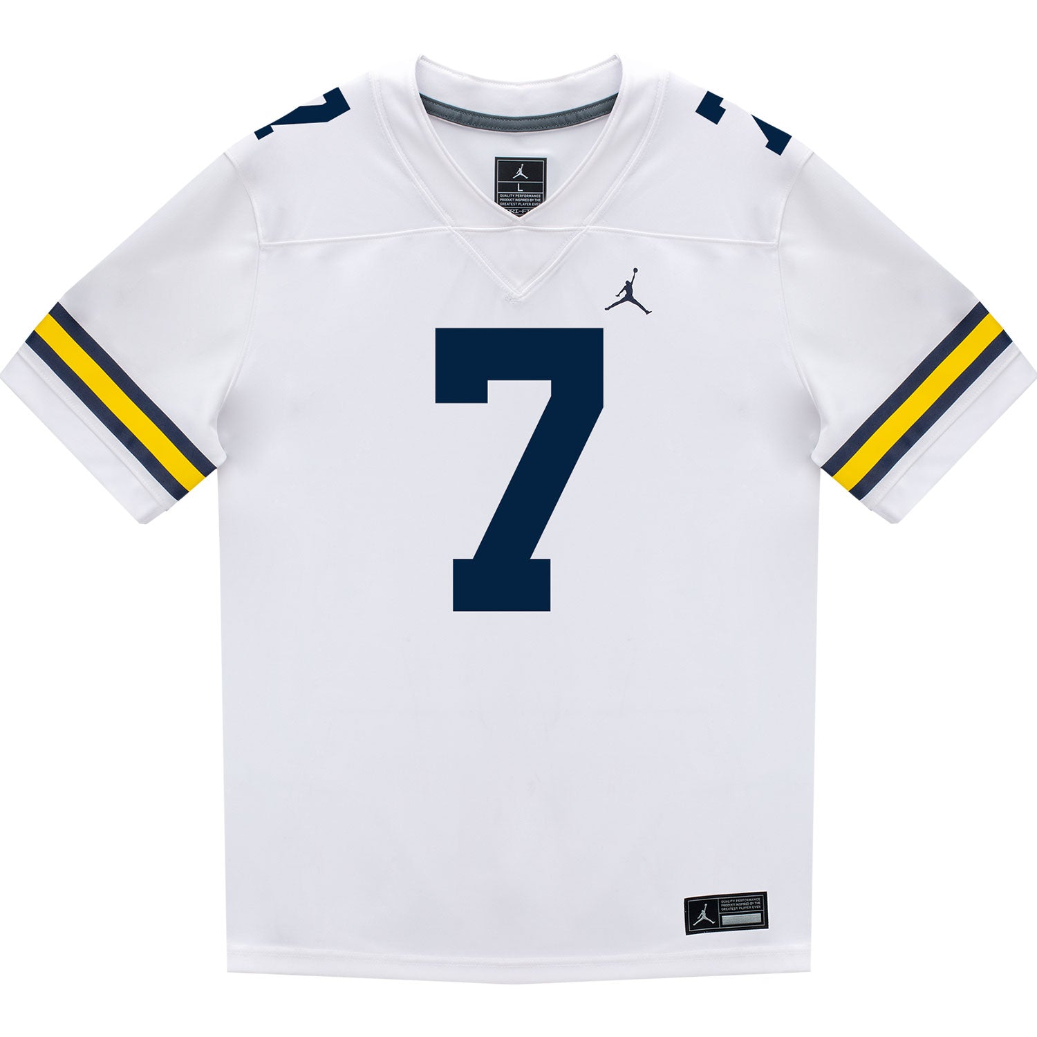 Michigan Wolverines #7 Mikey Keene Student Athlete White Football Jersey - Front View