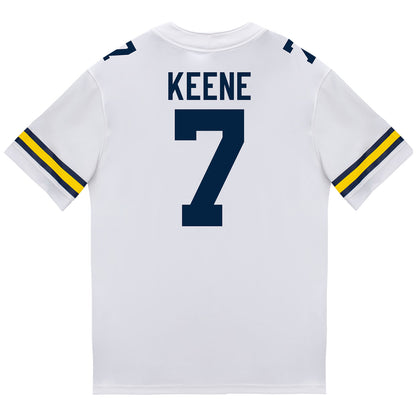 Michigan Wolverines #7 Mikey Keene Student Athlete White Football Jersey - Back View
