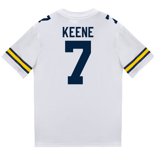 Michigan Wolverines #7 Mikey Keene Student Athlete White Football Jersey - Back View