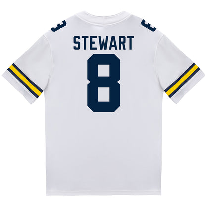 Michigan Wolverines #8 I'Marion Stewart Student Athlete White Football Jersey - Back View