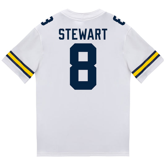 Michigan Wolverines #8 I'Marion Stewart Student Athlete White Football Jersey - Back View