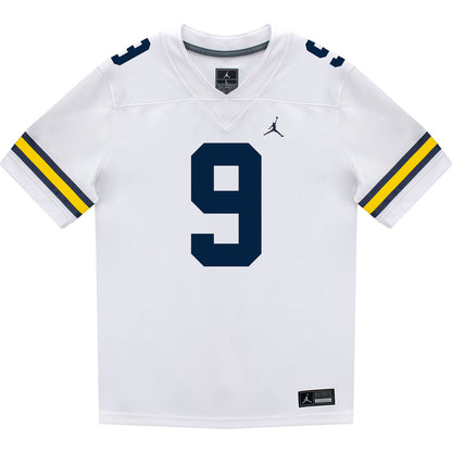 Michigan Wolverines #9 Channing Goodwin Student Athlete White Football Jersey - Front View