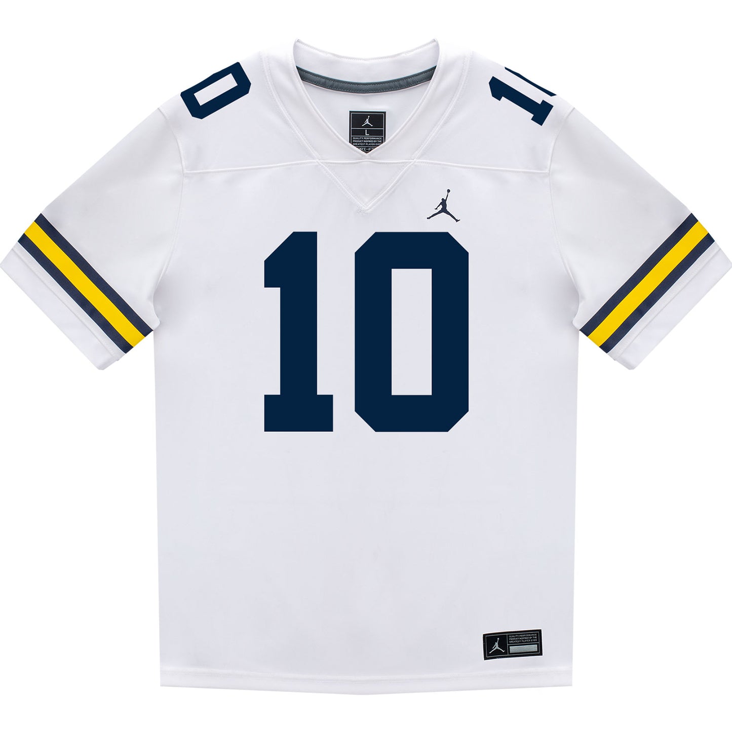 Michigan Wolverines #10 Kendrick Bell Student Athlete White Football Jersey - Front View