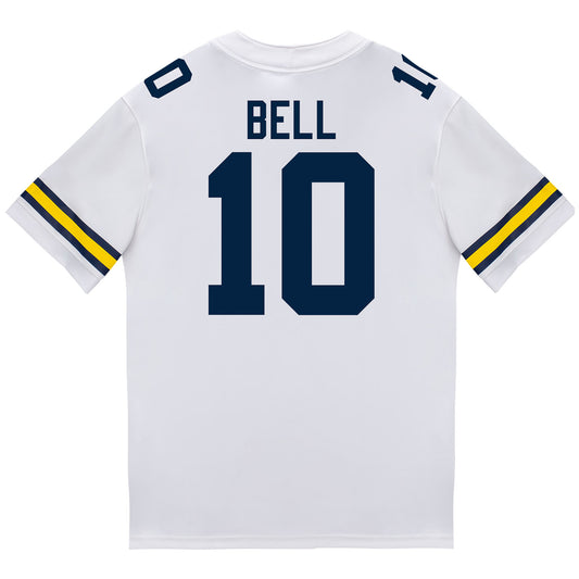 Michigan Wolverines #10 Kendrick Bell Student Athlete White Football Jersey - Back View