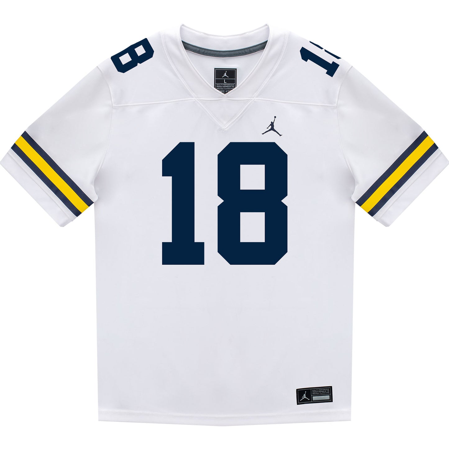 Michigan Wolverines #18 Troy Bowles Student Athlete White Football Jersey - Front View
