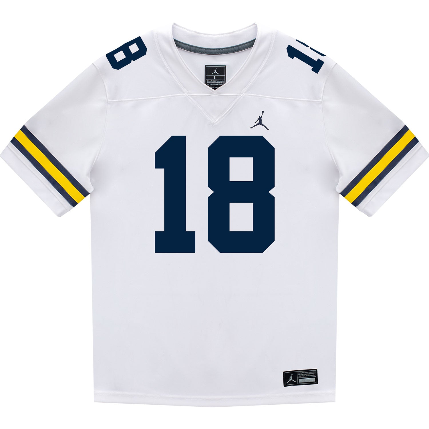 Michigan Wolverines #18 Troy Bowles Student Athlete White Football Jersey - Front View