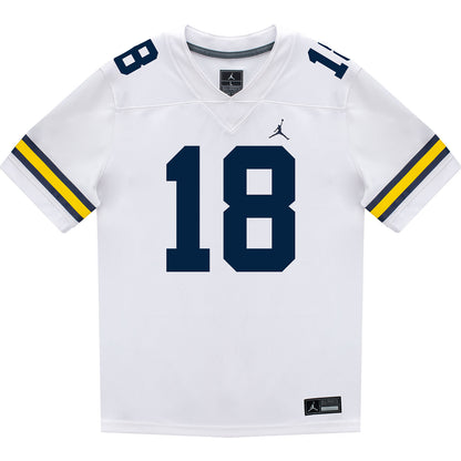 Michigan Wolverines #18 Troy Bowles Student Athlete White Football Jersey - Front View