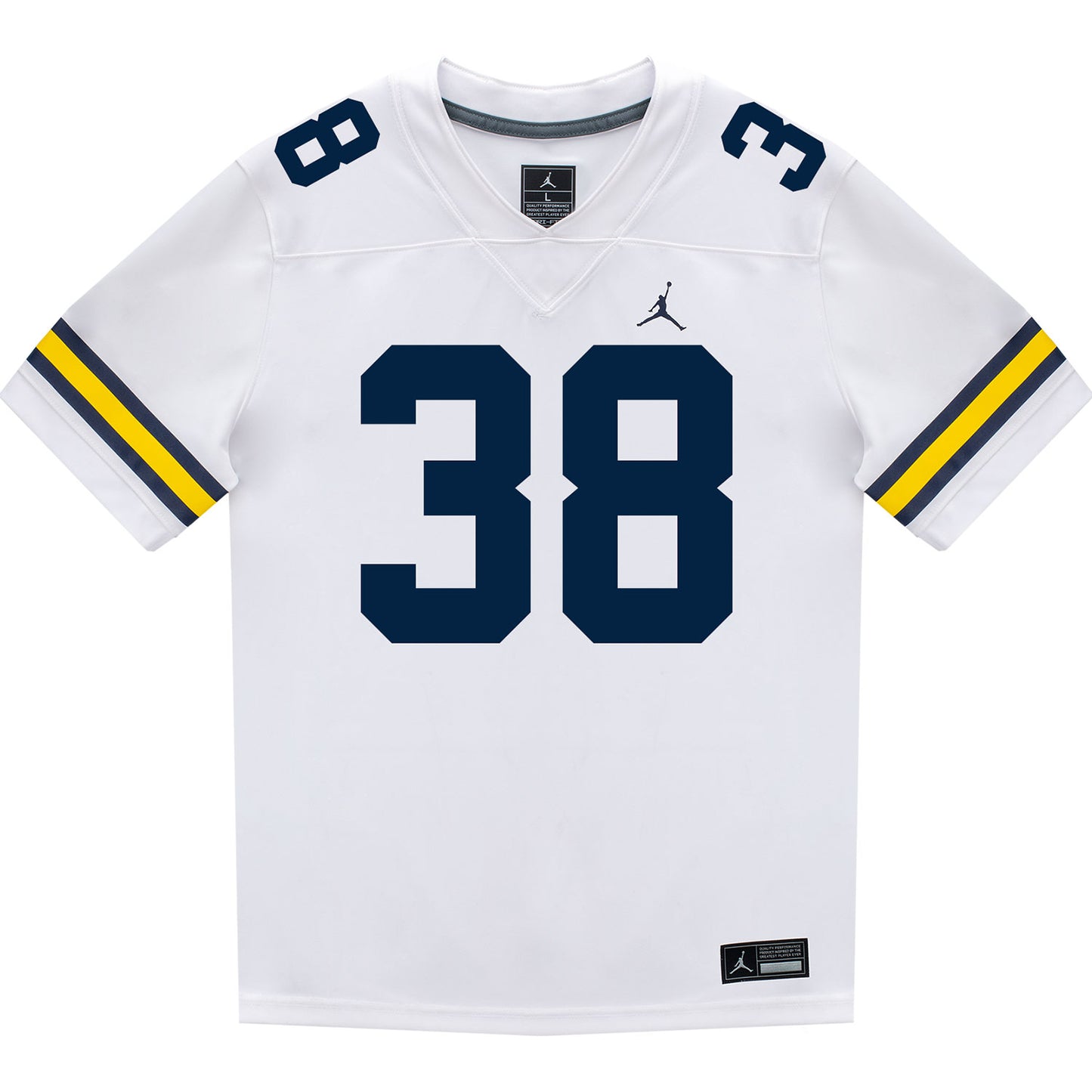 Michigan Wolverines #38 Bryce Wilcox Student Athlete White Football Jersey - Front View