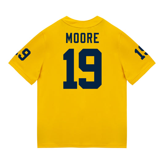 Michigan Wolverines #19 Rod Moore Student Athlete Maize Football Jersey - Back View